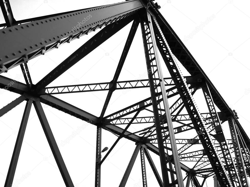 Black and white structural of bridge