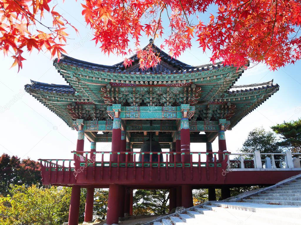 Bell pavilion at Seokguram Grotto in Gyeongju, South Korea.