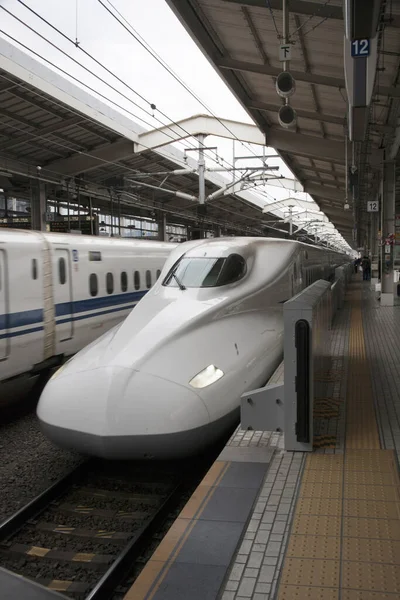 Bullet train in station, Japan