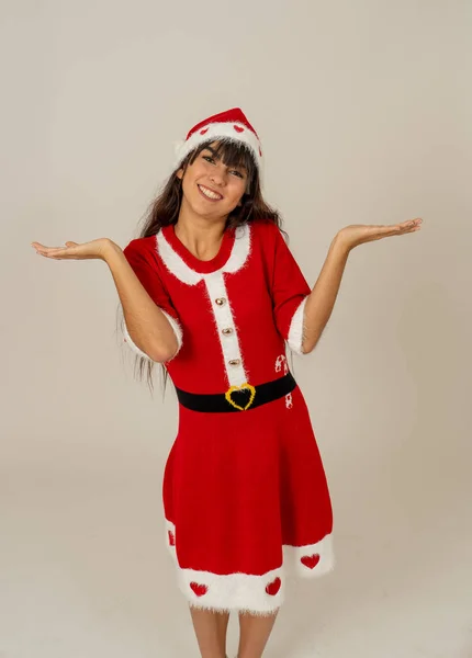 God Jul Och God Jul Koncept Attraktiv Glad Ung Kvinna — Stockfoto