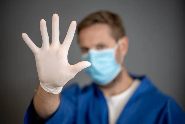 Covid Utbrott Hjälp Till Att Stoppa Virusspridningen Manlig Läkare Eller — Stockfoto