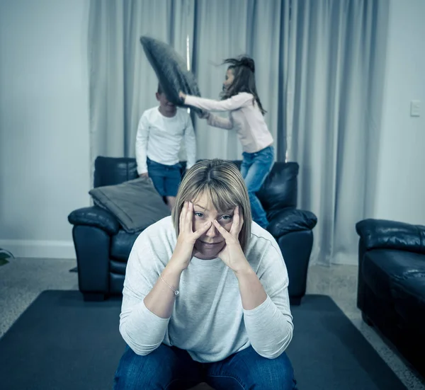 Covid Isolation Mental Health Stressed Out Parents Struggling Having Children — Stock Photo, Image