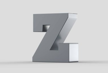 3D ekstrüzyon büyük harf Z yumuşak gri arka plan üzerinde izole.