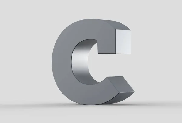3D estruso lettera maiuscola C isolato su sfondo grigio morbido . — Foto Stock