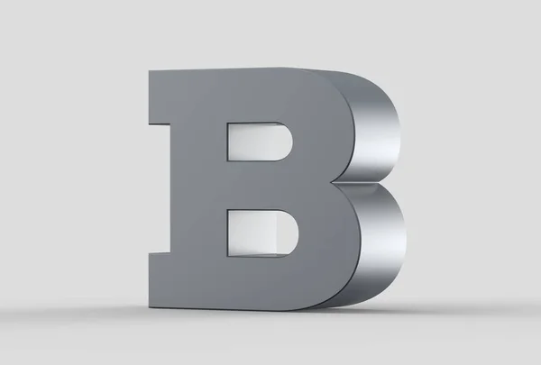 3D extruded uppercase letter B isolated on soft gray background. — Stock Photo, Image