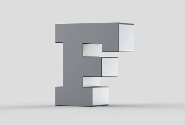 3D extrudado letra maiúscula F isolado em fundo cinza macio . — Fotografia de Stock