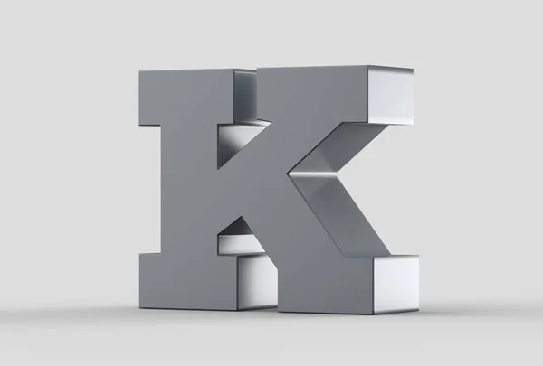 3D estruso lettera maiuscola K isolato su sfondo grigio morbido . — Foto Stock