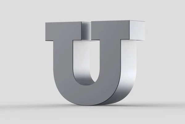 3D estruso lettera maiuscola U isolato su sfondo grigio morbido . — Foto Stock