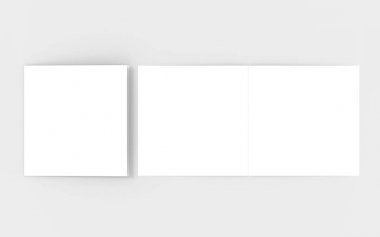 Alay kadar yumuşak gri arka plan üzerinde izole kare ikiye katlanmış broşür