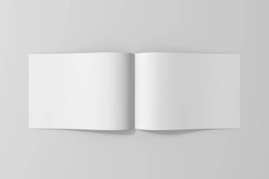 Boş broşür dergi alay kadar yumuşak gri arka plan üzerinde izole