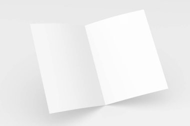 Boş broşür dergi alay kadar yumuşak gri arka plan üzerinde izole