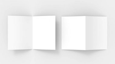 Boş broşür dergi alay kadar yumuşak gri arka plan üzerinde izole