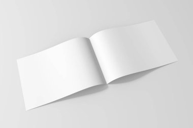 Boş broşür dergi alay kadar yumuşak gri arka plan üzerinde izole