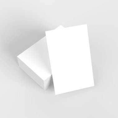 Beyaz arka plan üzerinde sahte kadar kartvizit. Resimli 3d