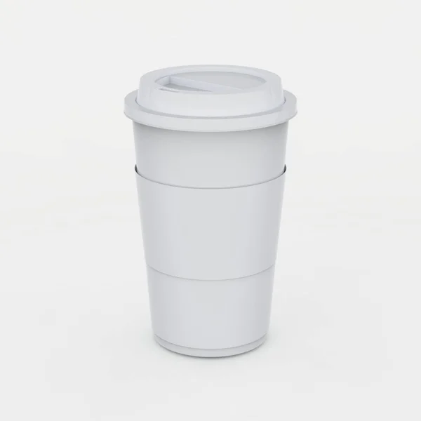 White coffee cup mock up on soft white background. 3d illustrate — Stock Photo, Image