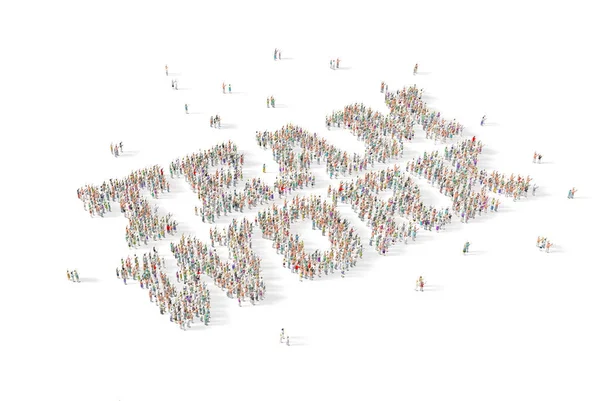 Large and diverse group of people gathered together in the shape — Stock Photo, Image
