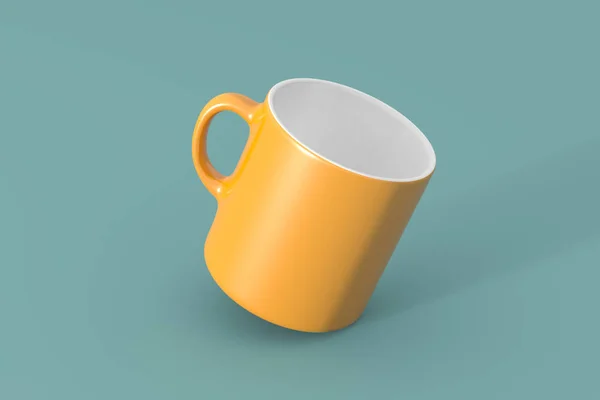 Beautiful orange mug mock-up on soft green background