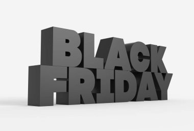 Siyah Cuma 3d render izole yumuşak gri arka plan üzerinde. 3D Hüseyin