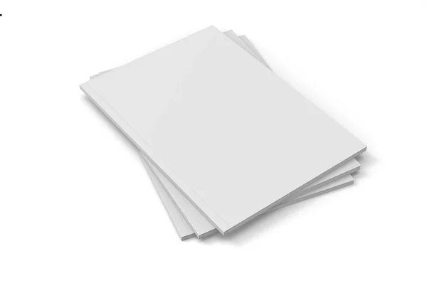 Magazyn lub Broszura makieta na białym tle. 3D, ilustrowane — Zdjęcie stockowe