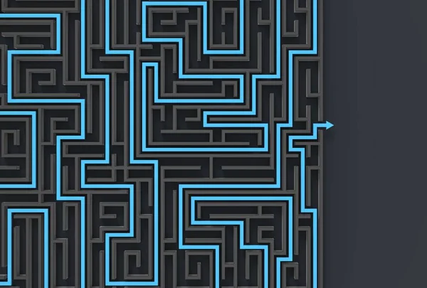 3d labirinto ilusório isolado em fundo escuro. Ilustração 3D — Fotografia de Stock