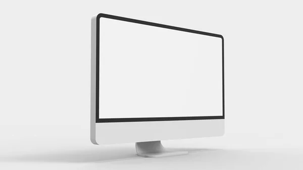 Tela de monitor em branco moderna isolada no fundo branco. Doente 3D — Fotografia de Stock