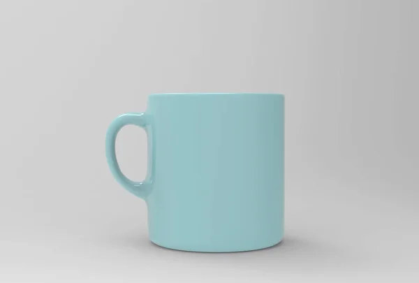 Mugg mock upp på mjuk vit bakgrund. 3D illustrerad — Stockfoto