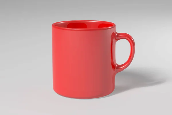 Caneca vermelha mock up isolado no fundo branco. 3d ilustrado — Fotografia de Stock