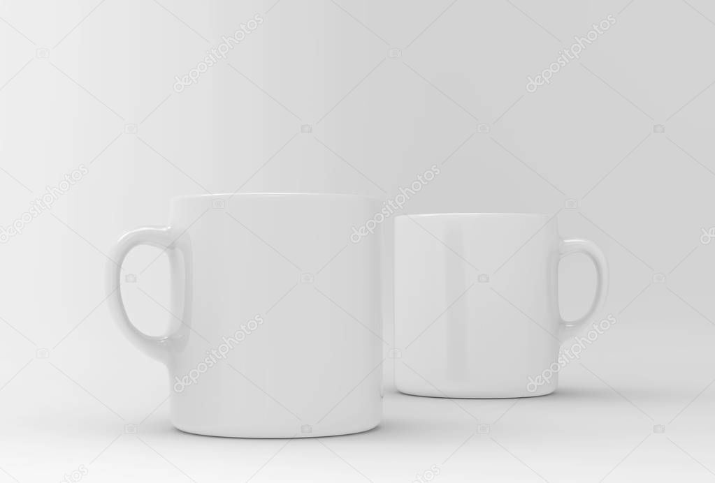 Mug mock up on soft white background. 3D illustrated