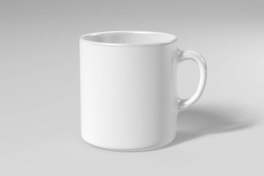 Beyaz kupa izole üzerinde beyaz arka plan kadar sahte. Resimli 3d