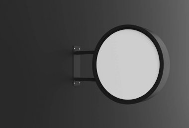 Dairesel tabela karanlık duvarda. 3D gösteren.