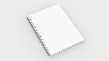 Spiral cilt defter alay kadar üzerinde izole yumuşak gri arka plan.