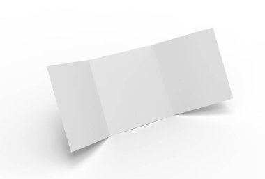 Beyaz arka plan üzerinde izole kare üç broşür sahte katlayın.