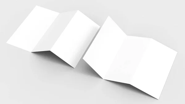A4. Lege driebladige papier brochure mock-up op zachte grijze achtergrond — Stockfoto