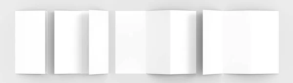 A4. Folleto en blanco de papel triple maqueta sobre fondo gris suave — Foto de Stock