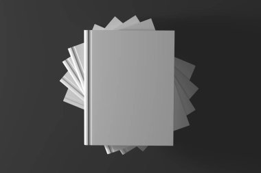 boş boş kitap veya Not defteri şablon koyu arka plan üzerinde. 3D hasta