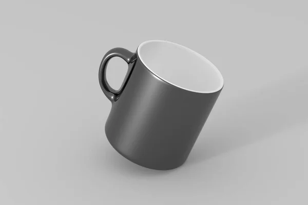 Preto caneca mock up isolado no fundo branco. 3d ilustrado — Fotografia de Stock