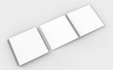 Kare spiral ciltleme defter üzerinde izole yumuşak gri bac kadar sahte