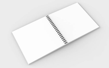 Kare spiral ciltleme defter üzerinde izole yumuşak gri bac kadar sahte