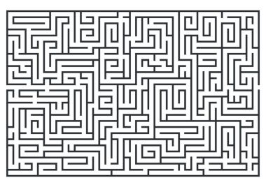 Labirent, labrinth Illustration. Beyaz arka plan üzerinde izole. Beni