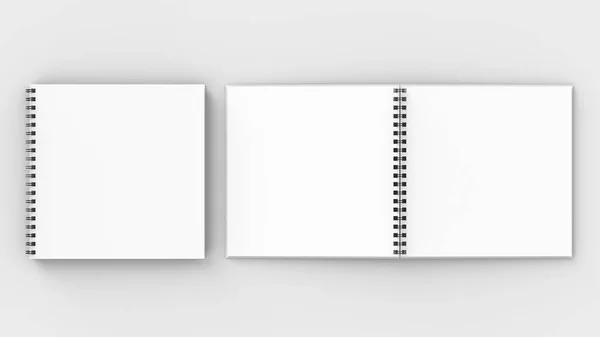正方形のスパイラル バインド ノートブックの分離ソフト グレー bac モックアップ — ストック写真
