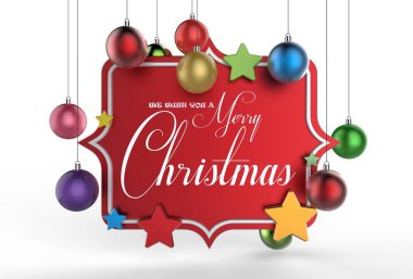 Size bir Merry Christmas şablon tasarımı diliyoruz. 3D gösteren. 