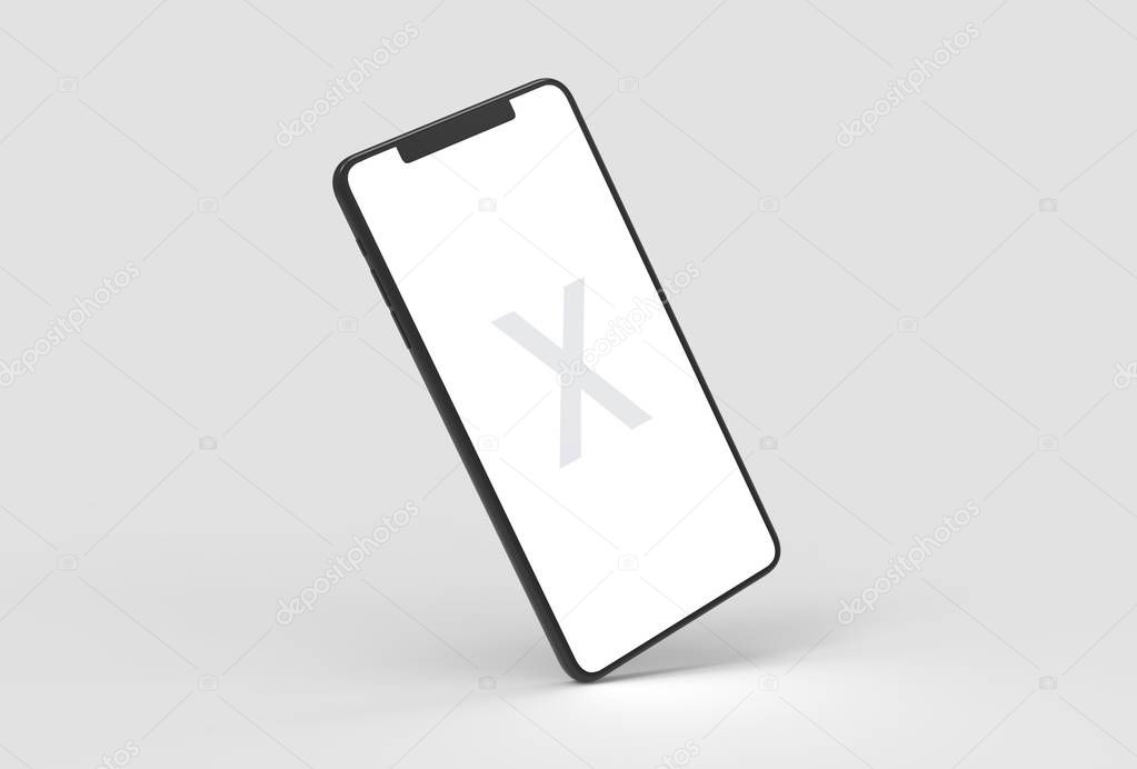 Smart Phone mock up isolated on soft gray background with black 