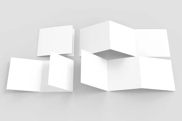 Τρεις φορές - trifold τετραγωνικά φυλλάδιο mock up απομονώνονται σε μαλακό gr — Φωτογραφία Αρχείου