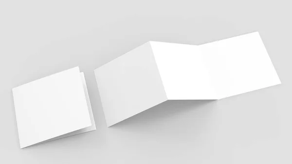Üç kat - panelli kare broşür sahte yumuşak gr izole — Stok fotoğraf