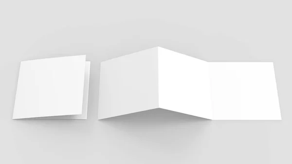 Trzy razy - rozdawać kwadrat Broszura mock up na białym tle na miękkie gr — Zdjęcie stockowe