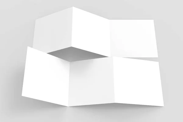 Dreifach - dreifach quadratische Broschüre-Attrappe isoliert auf weichem Gr — Stockfoto