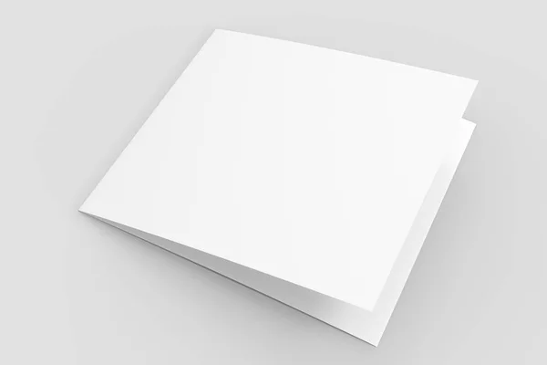 三折叠-trifold 方形小册子模拟在软 gr 上隔离 — 图库照片