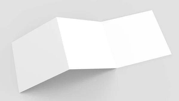 Drie vouwen - driebladige brochure mock square up geïsoleerd op zachte gr — Stockfoto