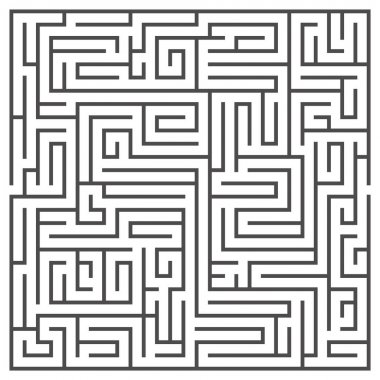 Beyaz arka plan üzerinde izole kare labirent. Orta karmaşıklık.