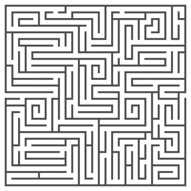 Beyaz arka plan üzerinde izole kare labirent. Orta karmaşıklık.